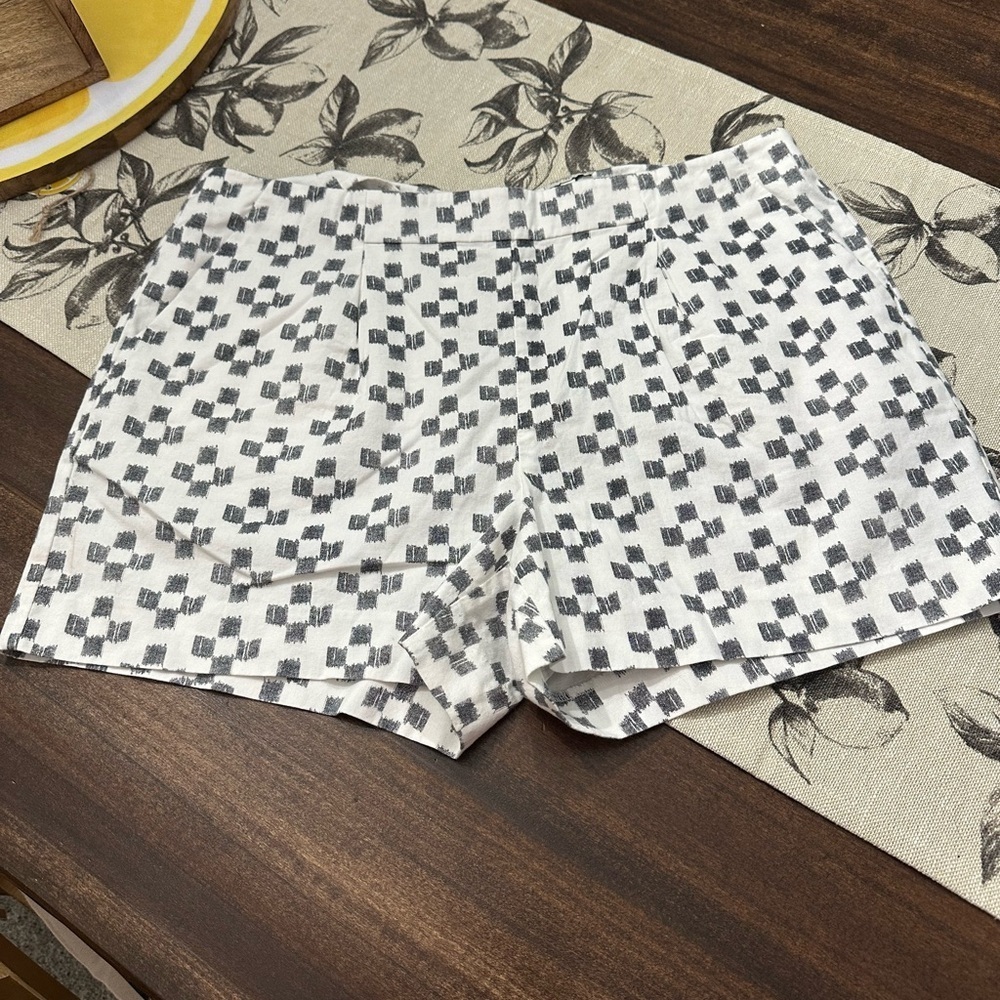 Madewell Geometric Print Shorts -Black White High Rise Lightweight Summer